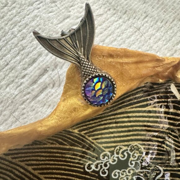 Hand made Decoupage Scallop Shell Trinket Dish First Wave Mermaid Tail - Picture 6 of 7